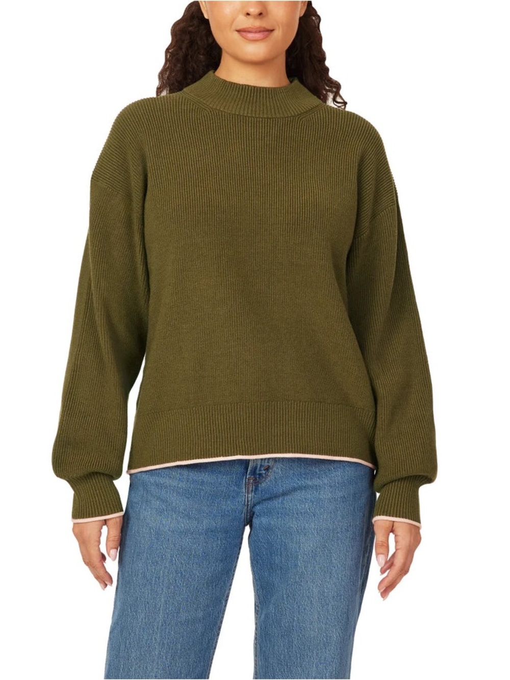 Scotch & Soda Amsterdam Ribbed Knit Sweater Medium M Olive Green Pink Trim